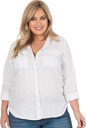 womens linen shirts plus sizes