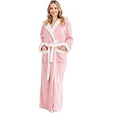 PJGGZ Long Robes For Women Floor Length, Fluffy Fleece Warm Cozy Hooded Bathrobe Plush Luxury Plus Size Winter Housecoat
