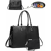 Laptop Tote Bag with Insulated Lunch Compartment for Women Work, PU Leather Lunch Bag with 15.6 Inch Computer Compartment