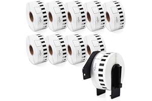 MarkDomain - DK-2210 Label Compatible Brother Continuous Length 1.1" x 100' White Paper Tape Roll (29mm x 30.4M) Work with QL-810W QL-820nwb Printers - 10 Rolls + 1 Frame