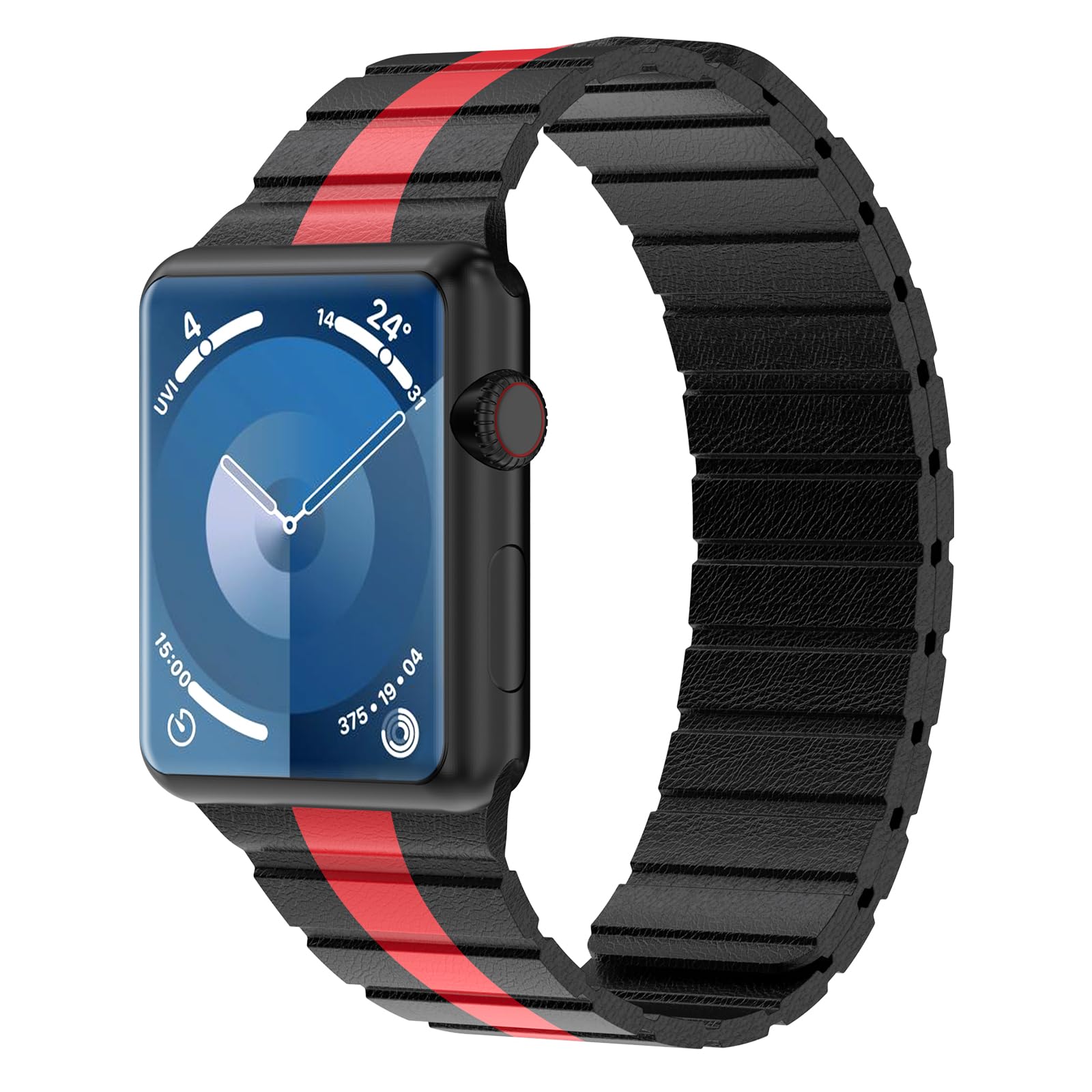 Synchro Bands Compatible with Apple Watch Leather Straps 49mm 45mm 44mm 42mm 41mm 40mm 38mm for Men Women, Magnetic Adjustable Link Strap for iWatch Ultra Series 9 8 7 6 5 4 3 2 1 SE