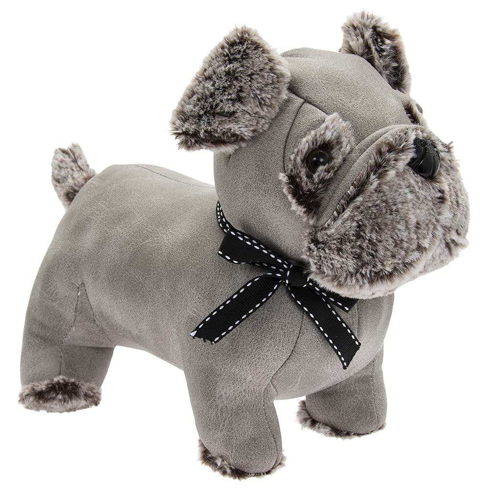 Grey Faux Leather Standing Pug Doorstop