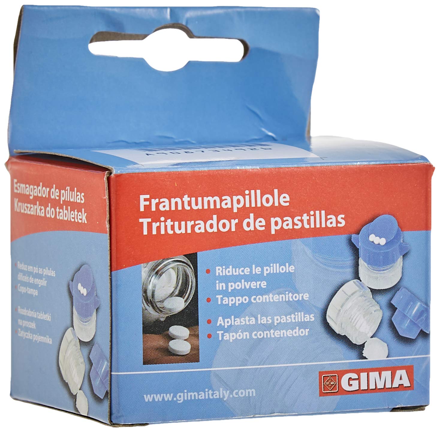 Gima - Ultra Pills Crushers, Professional and Domestic Pills Pulverizer, with built-in pillbox, for Elderly persons and Children, also suitable for Pets, pack of 1 unit