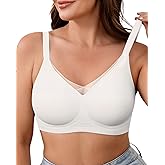 ZEBELL Wireless Bras for Women No Underwire, M-2XL, Seamless V Mesh Bralette with Support, Comfortable Everyday T-Shirt Bra