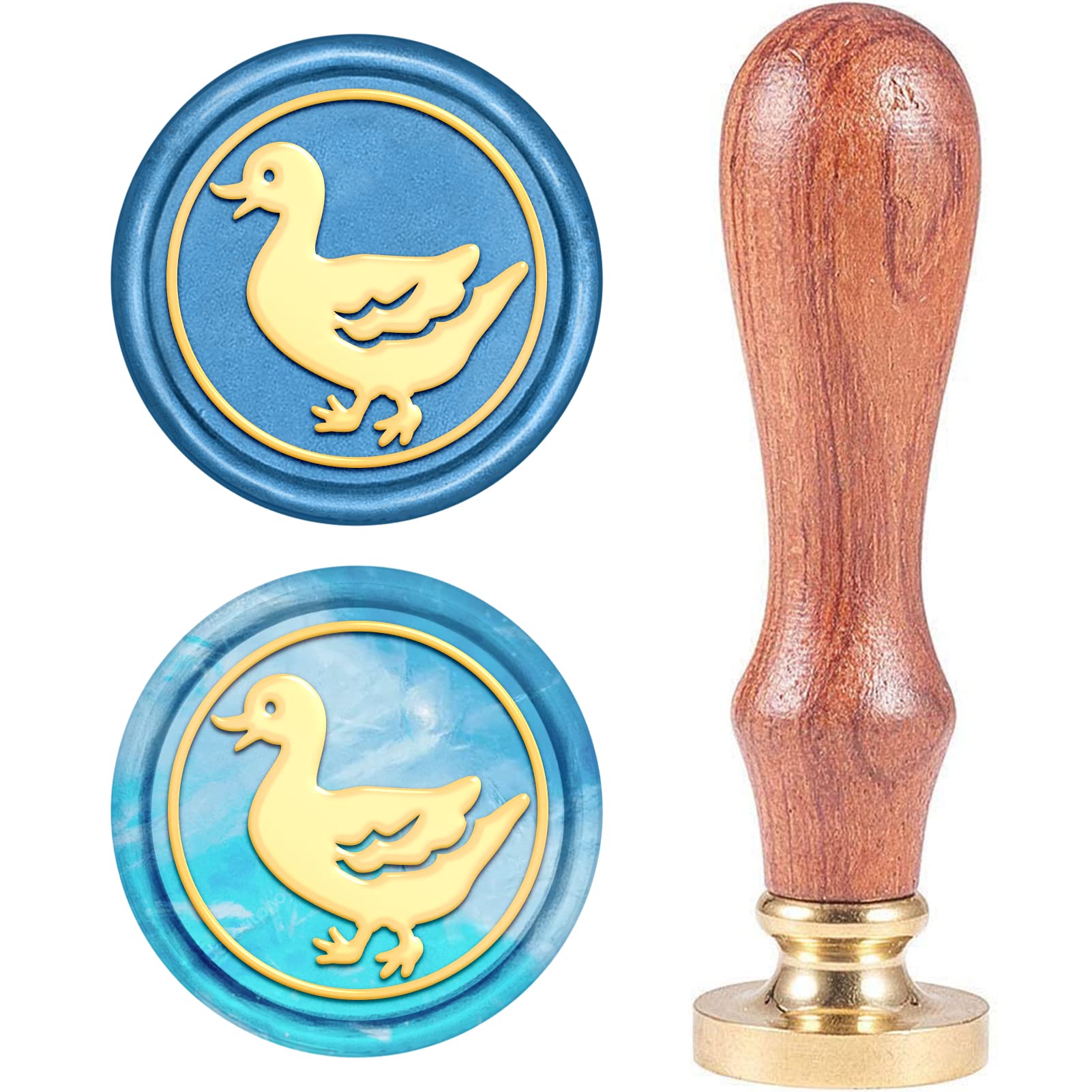 CRASPIRE Wax Seal Stamp, Vintage Wax Sealing Stamps Duck Retro Wood Stamp Removable Brass Head 25mm for Wedding Envelopes Invitations Embellishment Bottle Decoration Gift Packing