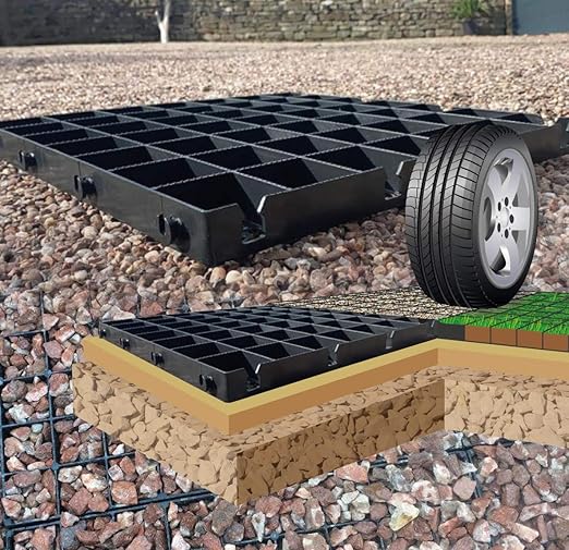 X16 DRIVEWAY GRIDS GRAVEL GRIDS + HEAVY DUTY WEED FABRIC MEMBRANE
