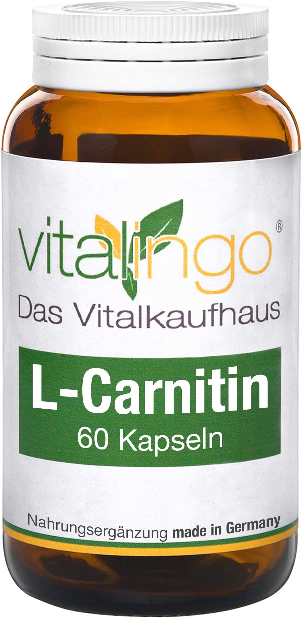 L-Carnitine Capsules (520mg Carnitine each bottle) Vitalingo – L-Carnitine Capsules. Glass Bottle Capacity: 620mg Ingredients per capsule 60 Capsules: 520mg L-Carnitine 100mg Methyl Cellulose (Vegicaps Capsule Case for Vegetarians)
