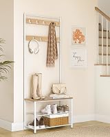 VASAGLE 3-in-1 Coat Rack with Shoe Bench Oak Cream HSR041W09 view 9