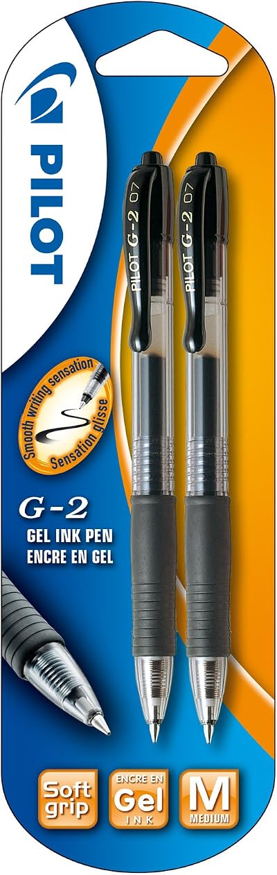 Pilot G207 Retractable Gel Rollerball 0.7 mm Black Pack of 2