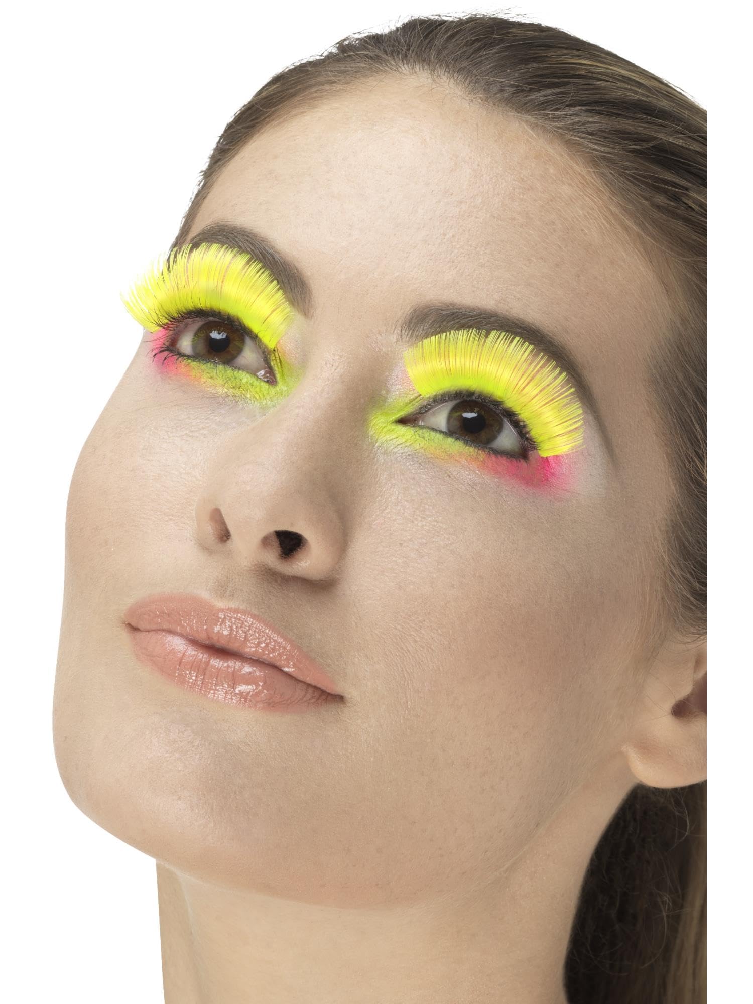 Smiffys 80s Party Eyelashes, Neon Yellow Contains Glue, Fever Eyelashes Fancy Dress, 1980s Dress Up Cosmetics & Disguises.
