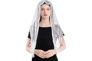Lystaii Cathedral Head Covering Mass Veil Lace Infinity Veils Triangl Mantilla Latin Scarf Church Vintage Veils