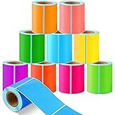 1000 Colored Sticker Rolls - Rectangular Coding Labels in 10 Bright Colors - Self Sticky Folder Labels for Boxes, Folders, Classroom & Home (2 x 3 Inch)