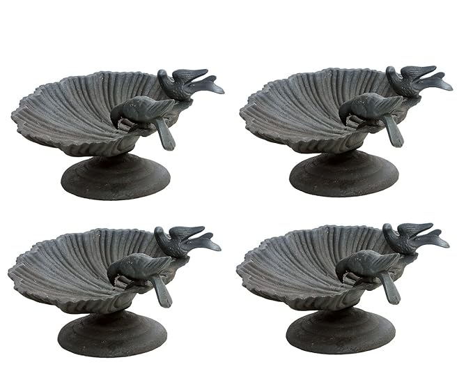 Karara Mujassme European Victorian Style Antique Cast iron Black Bird Bath Garden Home D