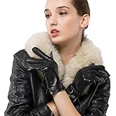 Nappaglo Women Italian Leather Gloves - Winter Driving Ladies Lambskin Warm Fleece Lining