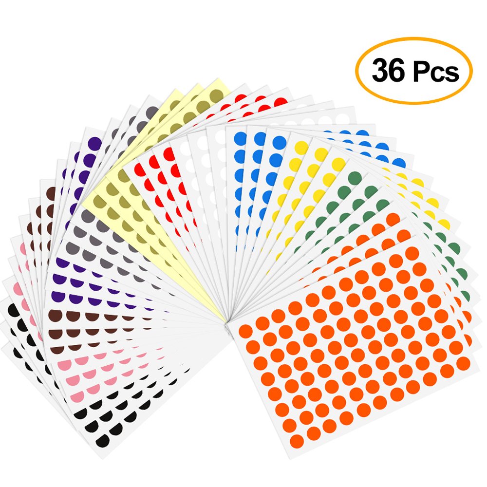 Kuuqa 36 Sheets 8mm Color Coding Labels Small Round Dot Stickers Sticky Marking Labels (3168 Dots)