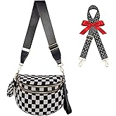 Ecehyon Checkered Crossbody Bag for Women/Spacious Nylon Bum Bag Two Shoulder straps/Sling Bag for Women Purse Checkerboard