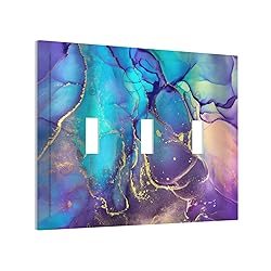 Purple Blue Abstract Marble 3 Gang Toggle Light