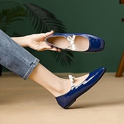 Hee grand Bowknot Mary Jane Flats for Women Shiny