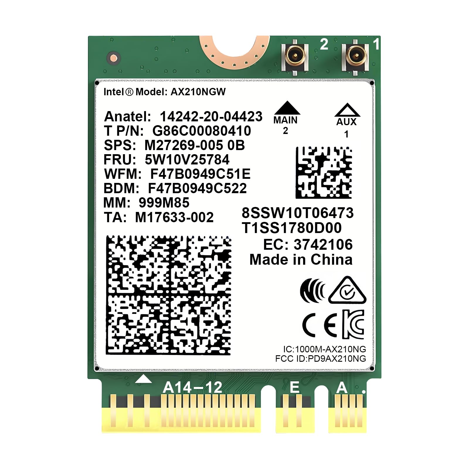 Podazz AX210NGW WiFi Card, Wi-Fi 6E Wireless Card Expand to 6GHz MU-MIMO Tri-Band Bluetooth 5.2 for Laptop, Supports Bluetooth 5.2 | MU-MIMO | Windows 10/11(64bit) Linux, M.2/NGFF
