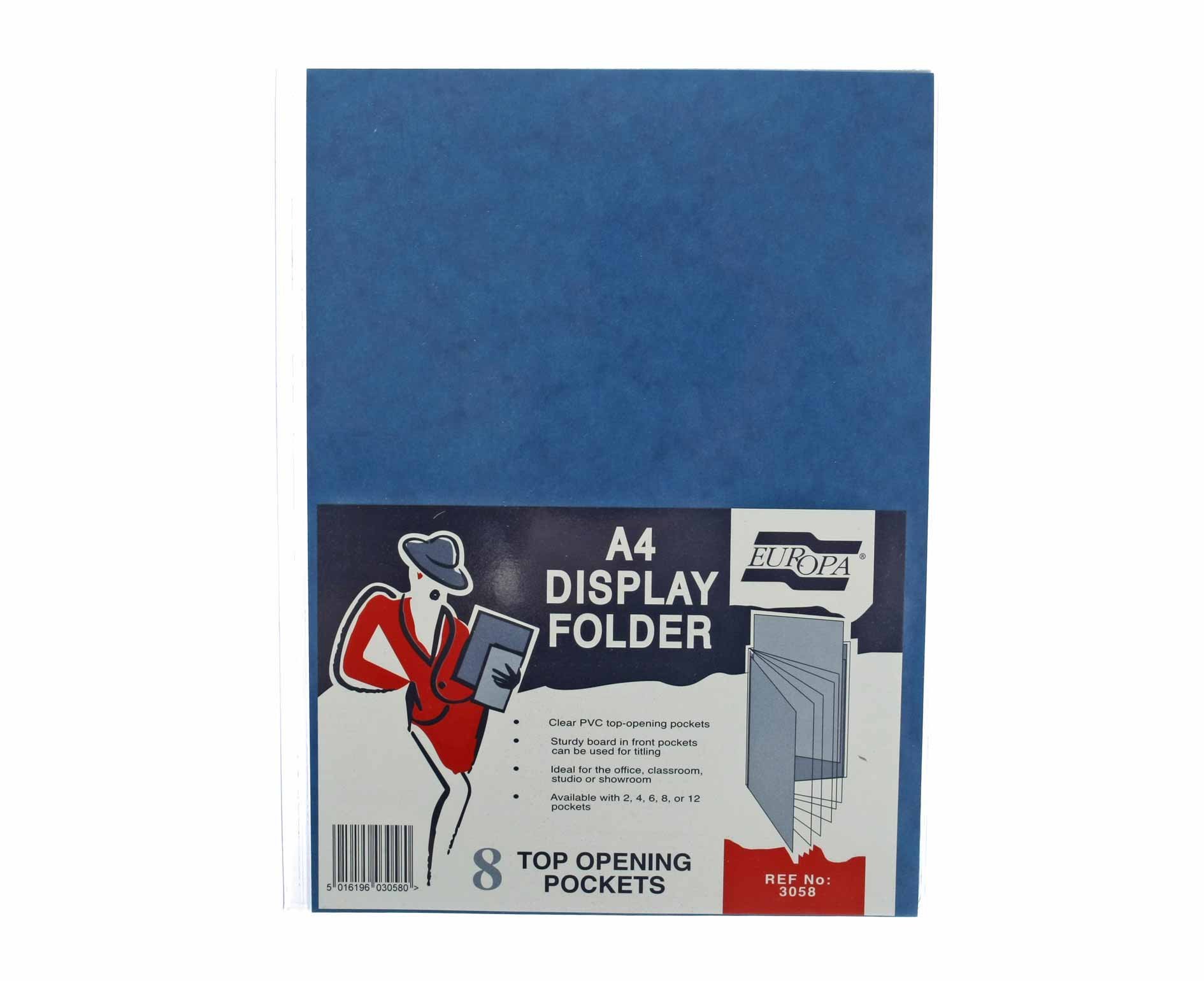 Exacompta - Ref 3058Z - Europa - Premium PVC Display Folder, Suitable for A4, 312 x 238mm, 300 Micron Mottled Pressboard in PVC Pockets, Clear Welded Spine, 8 Pocket