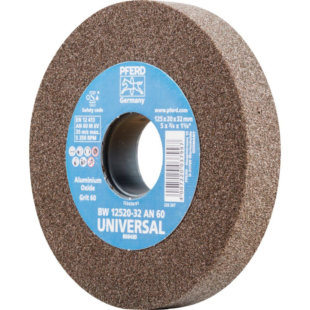 PFERD 39009716 Sanding Disc 125 x 20 x 32 mm Universal Grain Size 60 Normal Corundum – Universal Sanding Disc with Integrated Reducing Sleeves (25/20/16 mm)