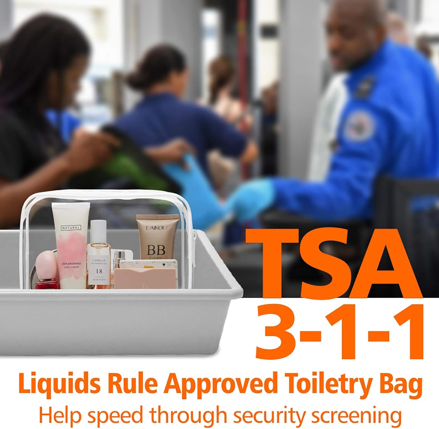 Clear Toiletry Bag, Packism 3 Pack TSA Approved Toiletry Bag Quart Size Bag, Travel Makeup Cosmetic Bag for Women Men, Carry on Airport Airline Compliant Bag, White: Clothing