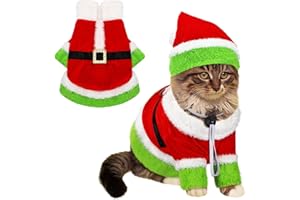 Dansydaisy Cat Christmas Costume Lime Green Character Pet Outfit Holiday Green Furry Pet Velvet Costume Cosplay Outfit Cute Funny Christmas Dogs and Cats Clothes for Party Favors(Large)