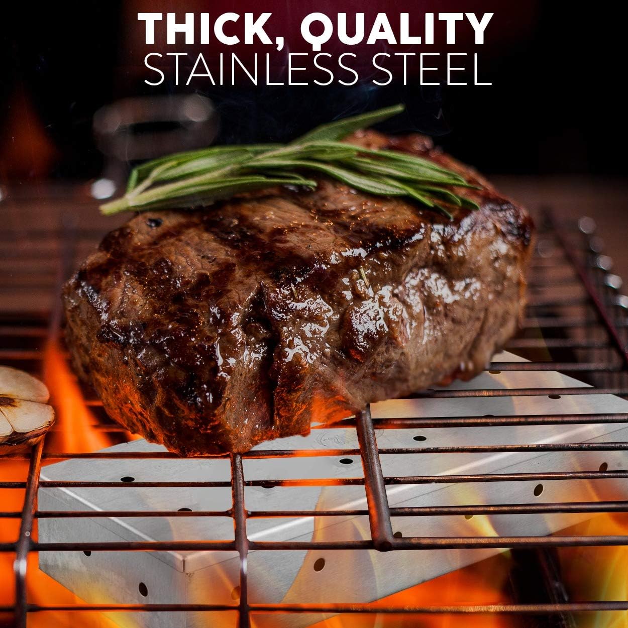 Kaluns Smoker Box, Gas Grill Smoker Box or Charcoal Grill Box, Works with Wood Chips, add Delicious Smoked Flavor to Your Meat, Hinged Lid Thick Stainless Steel Warp Free Grill Accessories: Garden & Outdoor