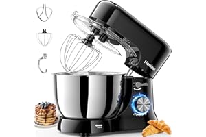 Honinst Stand Mixer, 3-In-1 10-Speed 660W 6QT Tilt-Head Food Mixer, Electric Mixer with Bowl, Dough Hook, Whisk and Beater, Kitchen Mixer for Baking, Cake and Most Home Cooks, Black