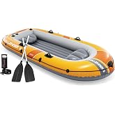 INTEX Challenger Inflatable Boat Set: Includes Deluxe 48in Boat Oars and High-Output Pump