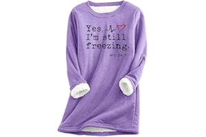 YRAETENM Fleece Sweatshirts for Women Warm Sherpa Lined Crewneck Pullover Soft Casual Loungewear Winter Thermal Tunic Tops