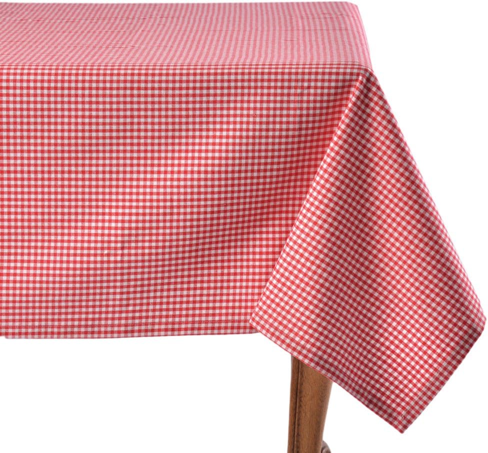 Mahogany Gingham Rectangle, Red, 60-inch by 120-inch, 100% Cotton Tablecloth