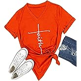 DANVOUY Women's V-Neck Summer Casual Letters Printed Short Sleeves Graphic T-Shirt