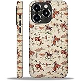 Akinmi Case for iPhone 16 Pro Max,Retro Western Cattle Horses Exquisitely Pattern Double Protective Phone Cover Cases Soft Silicone for iPhone 16 Pro Max
