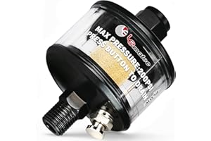 LE LEMATEC 1/4" Inline Air Filter & Water Separator - Compact 200 PSI Air Dryer for HVLP Spray Guns, Impact Wrenches & Air To