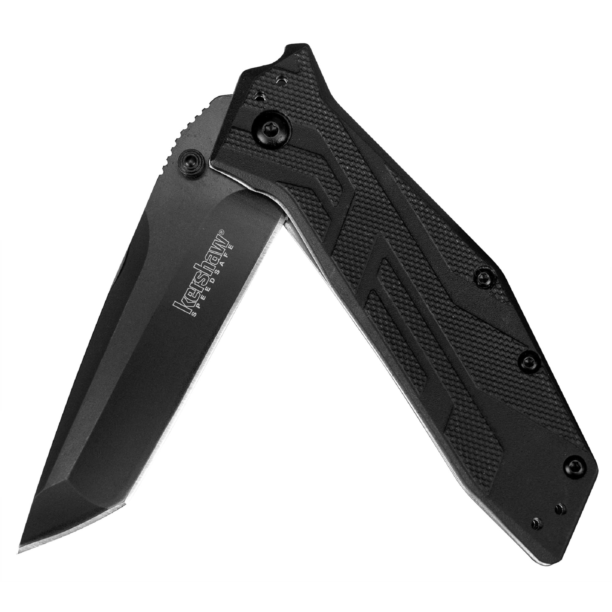 Navaja de bolsillo Kershaw Brawler, hoja Tanto modificada de acero 8Cr13MoV de 3, apertura de carpeta asistida con aleta, sistema de bloqueo de línea, EDC táctico