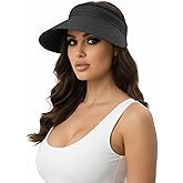 Womens Sun Visor Hat Straw Visors for Women Wide Brim Visor for Women UPF50+ Beach Visors Hats Packable Adjustable