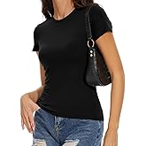 Womens Basic Tees Summer Short Sleeve Shirts Slim Fit Tight T Shirt Going Out Tops