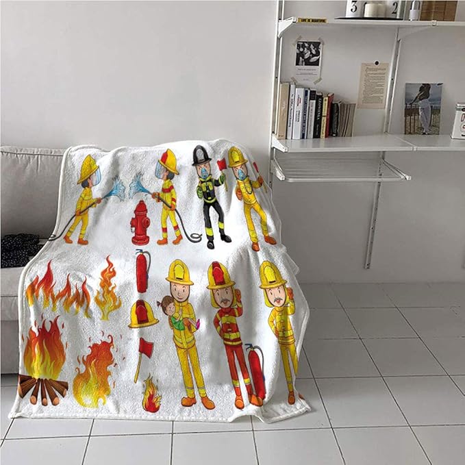 MNXNEZ Fireman Blanket Cozy，Colorful Firefighters with