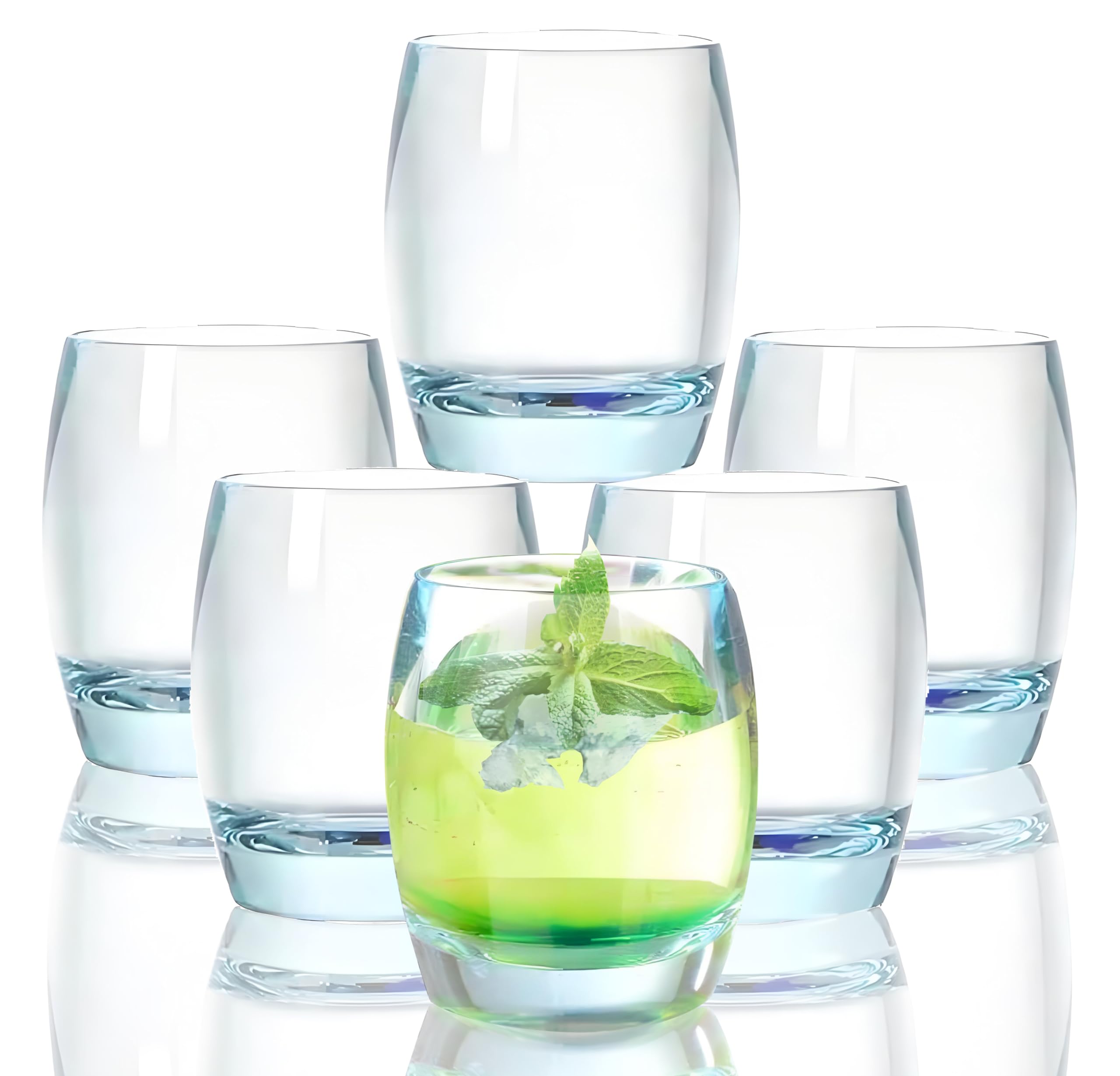 Kmi Chou 8 Oz Set of 6 Plastic Drinking Glasses Dishwasher Safe BPA Free Unbreakable Juice Glasses for Kids Shatterproof Wine Water Glasses Acrylic Tumblers ((Light Blue)