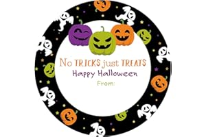 KINGLAKE GARDEN Happy Halloween Stickers 60PCS Halloween Party Favor Stickers 2 Inch Pumpkin Design Name Tags Sticker Halloween Label Sticker for Gift Bags, Envelope Seals, Party Decoration (Pumpkin)