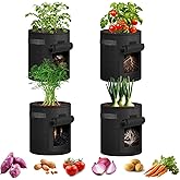 Xqbhn 4 Pack 10 Gallon Potato Grow Bags Garden Planting Bag, Aeration Nonwoven Fabric Plant Pots with Durable Handles, Planter Pot for Tomato, Onions and Vegetable