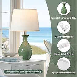 PARTPHONER Table Lamp Set of 2, Modern Ceramic