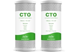 SimPure Whole House Water Filter Cartridges 5 Micron 10" x 4.5" CTO Activated Carbon Block, For DB10P, DB10C-2, GE GXWH40L, GXWH35F, BB10, FXHTC, FC15B, 2 Pack