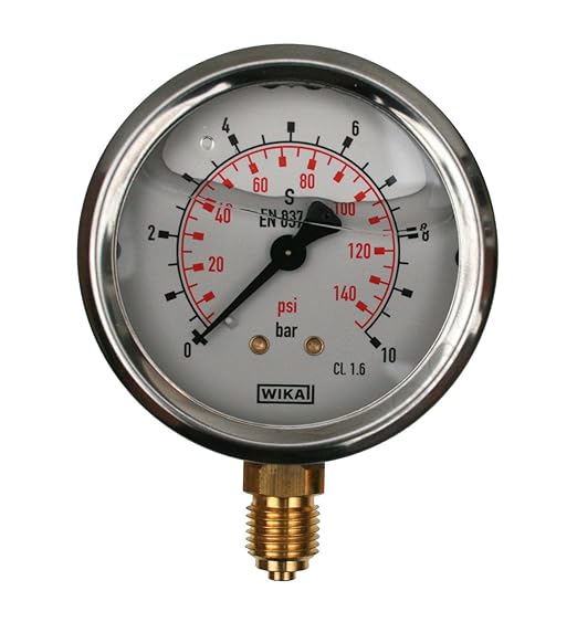 Wika Industrial Pressure Gauge 010 Bar Liquid filled Stainless steel
