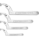 ATNHYING 4 pcs Spanner Wrench Set, Adjustable C Pin Spanner Hook Wrench Tool for Machine Tools, Vehicles, Mechanical Equipments,Round Head (4pcs Round Head)