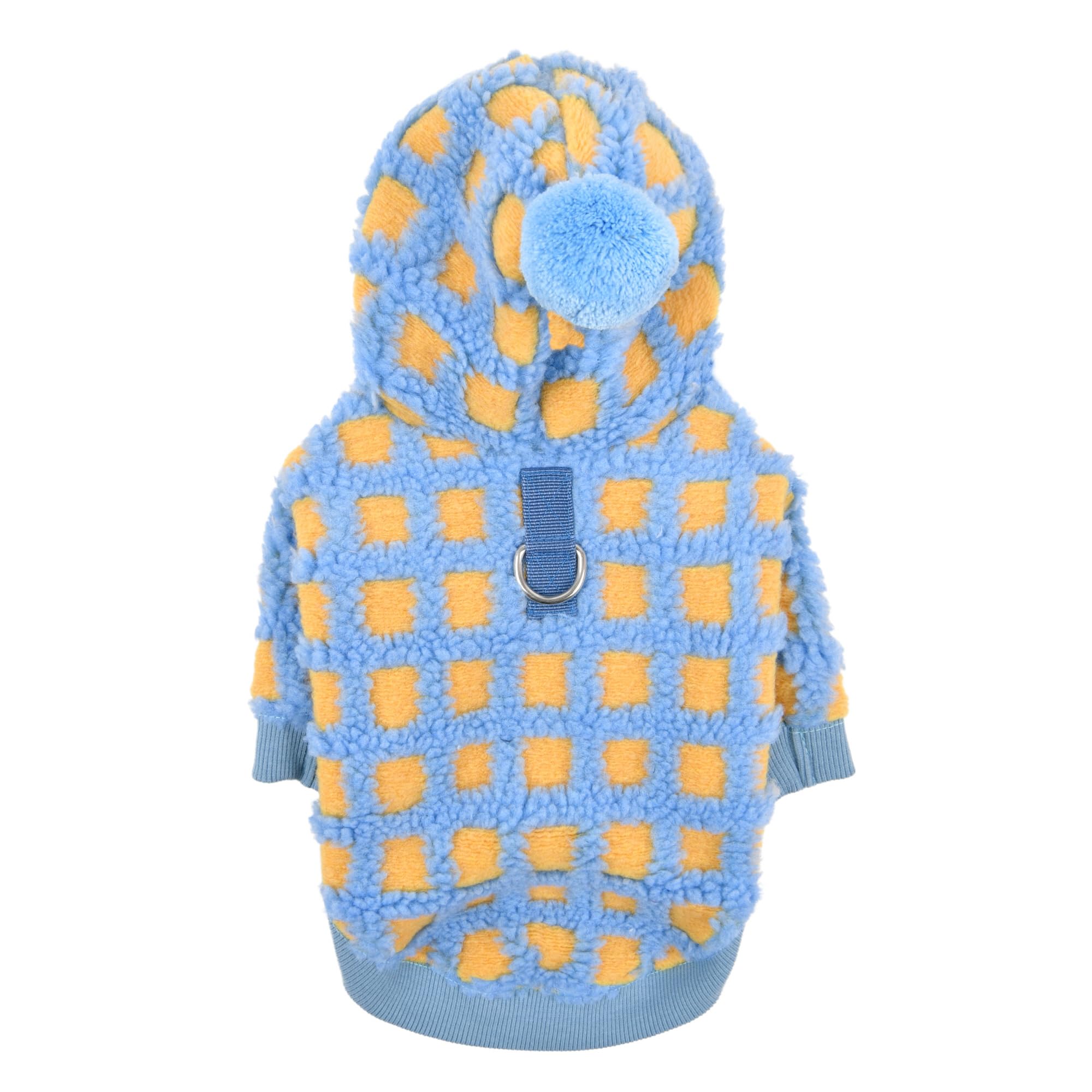 Puppia Stefan Winter Hoodie Warm Cozy Fashionable for Small Dogs, Blue, Large