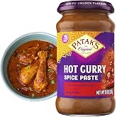 Patak&rsquo;s Hot Curry Spice Paste - Hot Indian Cooking Paste with Freshly Ground Spices - Ideal for Chicken, Vegetables, and One-Pot Meals - Spicy Curry Base - 10oz Jar (Pack of 1)