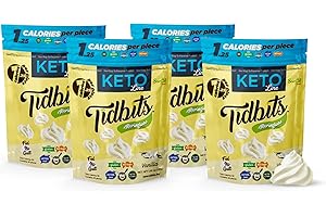 Tidbits Fun Bites Meringues, Keto Friendly Gluten Free Snacks, Low Carb Keto Snack, Low Sugar Snacks for Keto Diet, 1.25 Cal per Piece, Pack of 4 Low Calorie Snacks, Vanilla – Santte Foods