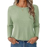 GKBK Women's Long Sleeve Shirts Casual Crewneck Tops Fall Fashion Soft Basic Tee for Work Business 2026